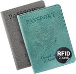 VIDIVICI Unisex 2pk RFID Passport And Vaccine Card Holder Combo,Passport Holder-Black&Light Blue