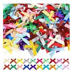 TOWNBUS - 300 Pcs Mini Bows | Multicolor Small Ribbon Bows for Presents, Satin Decoration Bowknot for Gift Wrapping, Hair Clip, Flower Bouquet, Sewing, Scrapbooking and so on