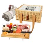 Hap Tim Wicker Picnic Basket Set for 2 with Mini Folding Wine Picnic Table & Large Insulated Cooler Bag & Cutlery Service Kits for 2 Person, Couples Gifts, Wedding Gifts (CA2307-2-CM)