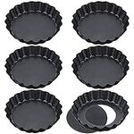 FANTESI 6 Pack Non Stick 4 Inch Quiche Pans Removable Bottom Mini Tart Pans Tart Tins Cases Loose baseTart Mold Cheesecake Pan Tart Mold