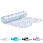 TranquilBeauty No Slip Bath Mat with Suction Cups - Clear 100x40cm/40x16in Extra Long Bathtub Mats - Anti-Mould, Machine-Washable, No Latex - Shower Mat Ideal for Elderly and Children