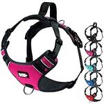 Black Rhino - The Comfort Dog Harness with Mesh Padded Vest for Small - Large Breeds | Adjustable | Reflective | 2 Leash Attachments on Chest & Back - Neoprene Padded Training Handle (Small, Pink/Bl)