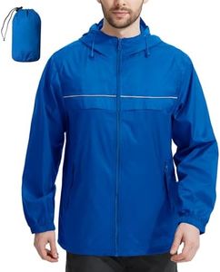 SWISSWELL Rain Jacket Men Waterproof Windbreaker, Lightweight Hooded Raincoat for Daily Casual
