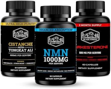 Black Forest NMN 1000mg NAD Support Supplement and Turkesterone 500mg Strength Formula and Cistanche Tongkat Ali Performance Vitality Bundle