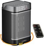 Electric Space Heater, 1500W PTC Ceramic Heater with Thermostat, Fan Heaters for Home Low Energy, Remote Control 1-12H Timer, 4 Mode 80 Degree Oscillation Overheating and Tip-Over Protection (Square)