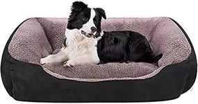 SITSNOOZE Dog Beds Extra Soft Washable Orthopaedic Pet Bed with Anti-Slip and Water Resistant Bottom-Brown & Black, XL