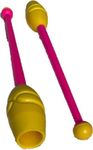 Flexifit Premium RG Rhythmic Gymnastics Clubs/Wands for Rhythmic Gymnastics (Pink Yellow, Juniors 35cm)