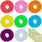 16 Pack Closet Dividers for Clothes Round Colorful Plastic Size Closet Rack Dividers Hangers, 8 Sizes of Clothing Stickers Clear Digital Labels 240 Total