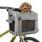 BABEYER Dog Bike Basket, Expandable Soft-Sided Pet Carrier Backpack with 4 Open Doors, 4 Mesh Windows for Small Dog Cat Puppies - Grey