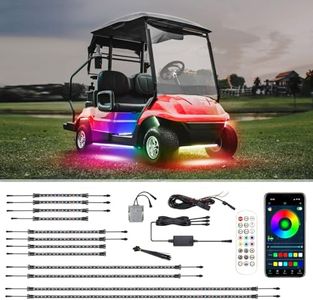 Roykaw Golf Cart LED Light Strip Underglow Neon Decorative Lighting Compatible with EZGO, Yamaha, Club Car 12-80 Volt, w/Interior & Wheel Well Lights, Water Resistance/Multi-Colors & Modes, 12PCS