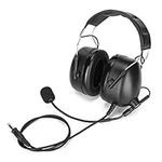 Aviation Pilot Headset, U94 PTT General Aviation Headset, Telescopic Headset with Pickup Microphone Foam Ear Cups, Adjustable Headband, Hearing Protection, Mono and Stereo Compatibility