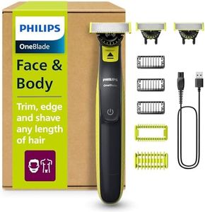 Philips OneBlade Hybrid 360 Blade Technology Electric Shaver for Face & Body, Beard Trimmer/Groomer with 3 x 360 Blade, 3 x Stubble Comb (1,3,5mm) & 1x Body Kit, Model QP2824/31