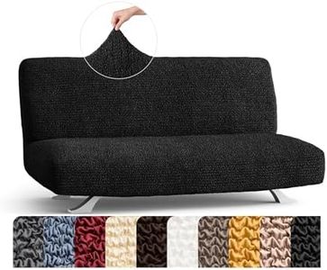 PAULATO BY GA.I.CO. Stretch Futon Couch Slipcover 1-Piece – Bi-Elastic Armless Sofa Bed Cover – Furniture Protector Machine Washable – Black