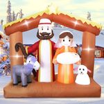 DearSun 6FT H Christmas Inflatable Nativity Scene with Build-in LED Lights, Christmas Inflatable Outdoor Indoor Decorations Large Party Yard Decoration (The Nativity)