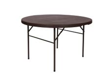 WONDERPLAST Baron 4 Feet Round Foldable Table 48 inch, Bifold Round Table, High Density Polymer Dining Table, Event Commercial Table for Wedding, Party, Garden, Patio and Multipurpose - Brown Color