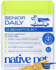 Native Pet Senior Daily Dog Vitamins & Supplements – 12-in-1 Dog Multivitamin Powder for Senior Dogs – Supports Mobility, Cognition, Digestion, Immune Health & More – 120 Scoops