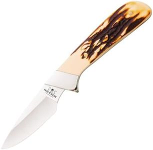 Bear & Son 6-5/8" Stag Delrin Invincible Skinner Knife, High Carbon Stainless Steel Blade, Stag Delrin Handle, Leather Sheath (SD82)