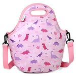 Lunch Box Bag for Kids,VASCHY Lightweight Neoprene Lunch Tote for Toddler Boys and Girls to School Daycare Kindergarten Pink Dinosaur