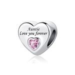 LSxAB Pink Heart Auntie Love You Forever Charm Compatible with Pandora Charms Bracelets