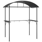 vidaXL Anthracite BBQ Gazebo with Side Shelves - 220x115x230cm Steel Canopy with PC Board Roof for Garden/Patio Grilling