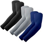 ZORNITSA UV Sun Protection Cooling Arm Sleeve - Running, Cycling, Cricket, Biking, Riding, Sports (3 Pairs: 1 Pair Black, 1 Pair Grey, 1 Pair Blue)