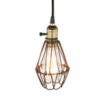 PathsOn Industrial Retro Metal Bird Cage Pendant Light Fittings Loft Bar Kitchen Hanging Ceiling Light Fixture Chandelier (Antique)