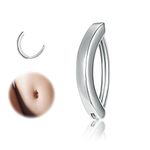 ZS 14G Clicker Belly Button Rings for Women, 925 Sterling Silver Belly Barbell Piercing Reverse Curved Navel Barbell Body Jewelry (12mm)