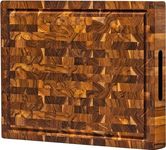 End Grain Butcher Block Cutting Board [3.8 cm Thick]. Made of Teak Wood and Conditioned with Beeswax, Flaxseed Oil & Lemon Oil. 51 cm Chopping Board by Ziruma