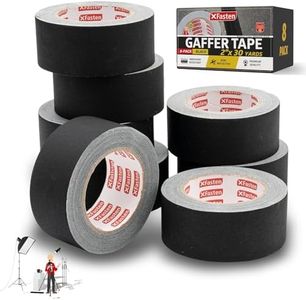 XFasten Black Gaffers Tape 2 Inch x 30 Yards (8-Pack, 720ft) Residue-Free Matte Black Gaffer Tape 2 Inch Non-Reflective Easy-to-Tear Black Gaff Tape 2 Inch Floor Tape for Electrical Cords