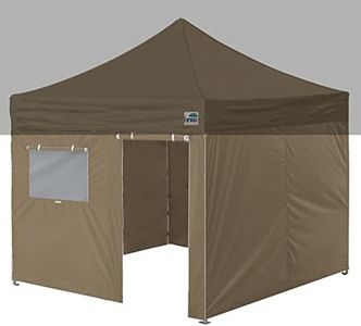 Eurmax USA Instant Sunwall Full Zippered Walls for 10 x 10 Easy Pop Up Canopy Tent,Enclosure Sidewall Kit with Roller Up Mesh Window and Door 4 Walls ONLY,NOT Including Frame and Top（Khaki）