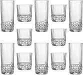 Bormioli Rocco 12 Piece America '20s Glassware Set - Vintage Art Deco Highball Whiskey Tumbler Glasses - Large