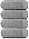 Organix 4 Piece Bath Towel Set, 100% Egyptian Cotton 600 GSM, Luxury Towel Set, 30"x58" Oversized Bath Towels, Quick Dry, Highly Absorbent Towels for Bathroom, Pool, Gym, Spa, Light Grey