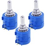 QOOWFEANIG 10K Ohm 3590S-2-103L Rotary Wire Wound Precision Potentiometer Pot Pack of 3 Multi Turn Wirewound Potentiometer Adjustable Resistor Counting Rotary Dial Knob
