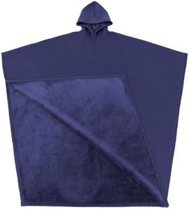 FREE THE SHEEP Eden Hoodie – Oversized Weighted Hoodie Cloak with Ultra-Soft Faux Fur Liner (Navy Blue, 5'6 or Shorter)