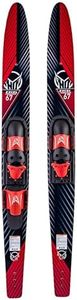 HO Sports Excel Combo Waterskis with Adjustable Horseshoe, Rear Toe Set Bindings, 59”, 140 lbs +, Max Speed 26 mph, Red/Black