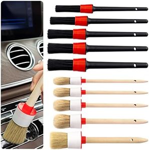 Rustark 10Pcs Car Detail Brush Set, Auto Detailing Brushes Car Detailing Brushes Exterior Interior Vehicle Cleaning Brushes for Cars Automotive Interior, Exterior, Air Vents, Dashboard