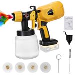 WingFly Cordless Paint Sprayer Compatible with Dewalt 18V,21v Battery, HVLP Fence Paint Sprayer Gun with 3 Spray Patterns for Fencing Decking Wall Ceilings Home Furniture(No Battery)