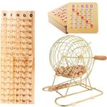 GSE Games & Sports Expert Deluxe Bingo Game Set with Large Brass Bingo Cage, 10 Shutter Slide Bingo Cards, Bingo Master Board, 7/8" Calling Balls for Large Groups, Parties, Bingo Hall, Game Night