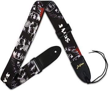 Dulphee Guitar Strap Skull Design Cool Polyester Shoulder Strap for Bass, Electric & Acoustic Guitar (Black Skull)