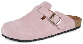 Intini Cork Clogs for Women Mens Suede Leather Clogs Soft Footbed Potato Shoes with Arch Support Pink