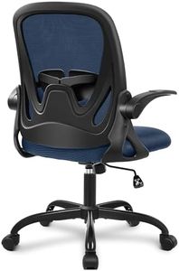 Primy Office Chair Ergonomic Desk Chair with Flip up Armrests Swivel Breathable Desk Mesh Computer Chair with Adjustable Lumbar Support and Height for Conference Room (Navy)