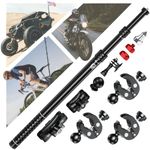 Motorcycle Action Camera Mount Kit for Gopro & Insta360, Aluminum Alloy Selfie Stick with Anti-Theft Mounting Base, 360° Rotating Extendable Flag Pole Clamp Mount Fit on ATV UTV Bike Motorcycle