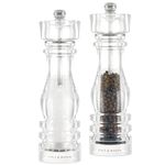 Cole & Mason London Refillable Spice Mill - Kitchen & Home Accessory - Salt & Pepper Grinder Set - Salt Mill with Ceramic Mechanism - Pepper Mill with Carbon Steel Mechanism - 8", Acrylic