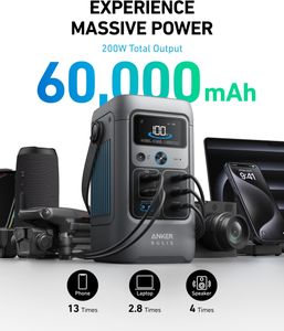 Anker SOLIX C200 Portable Power Station – 192Wh LiFePO4, 200W Solar Generator for Camping & Travel