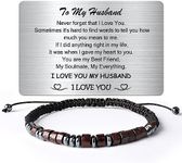 Valentines Day Gifts for Him Boyfriend - To My Boyfriend Bracelet Valentines Day Cards Funny Gifts Men Love Morse Code Bracelets for Couples Gifts for Teenage Boys