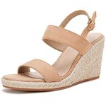 VETASTE Womens Espadrille Wedge Sandals Heels Open Toe Platform High Heeled Ankle Strap Buckle Dress Wedges Shoes, Nude, 9