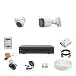 CP Plus 2.4MP 4 Channel DVR, 2.4MP 1 Dome & 1 Bullet Cameras (Audio Recording) [Night Vision + Built-in MIC Audio + Crystal IR LEDs + Motion Detection] + 500GB HDD + 4 CH SMPS + CCTV Cable + BNC/DC