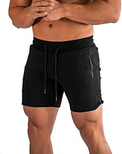 PIDOGYM Men's 5" Gym Workout Shorts,Fitted Jogging Short Pants for Bodybuilding Running Training with Zipper Pockets, Black, X-Large