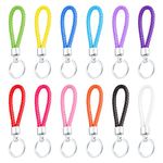 SYEYCW 12 Pcs Key Chain Strap, Braided Leather Keychains, Car Apartment Color Keychain, Handmade Braided Strap Keychain, Portable Keychain, for Hang Keys Car Keys, DIY Bag Pendant, 12 Colors