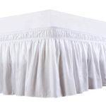 Noble Comfort Linen 1 Wrap Around Bed Skirt, Elastic Dust Ruffles, Easy Fit Wrinkle and Hotel Quality, Pattern Solid 100% Egyptian Cotton 650 TC, 18 inch Drop Length, Size Twin, White